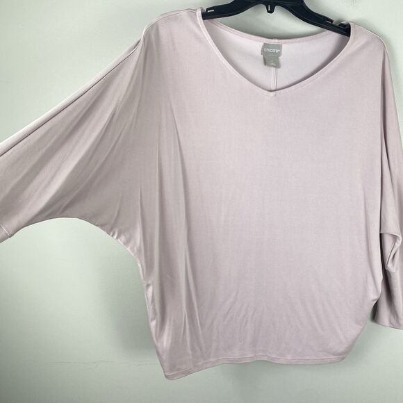 Chicos Womens Sz 0 / Small Pullover Top Dolman Sleeve Pink Mauve Modest Classic - Picture 3 of 7